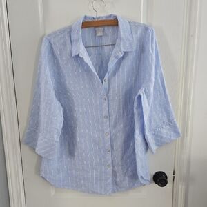 Chico's Sky Blue Striped Shirt